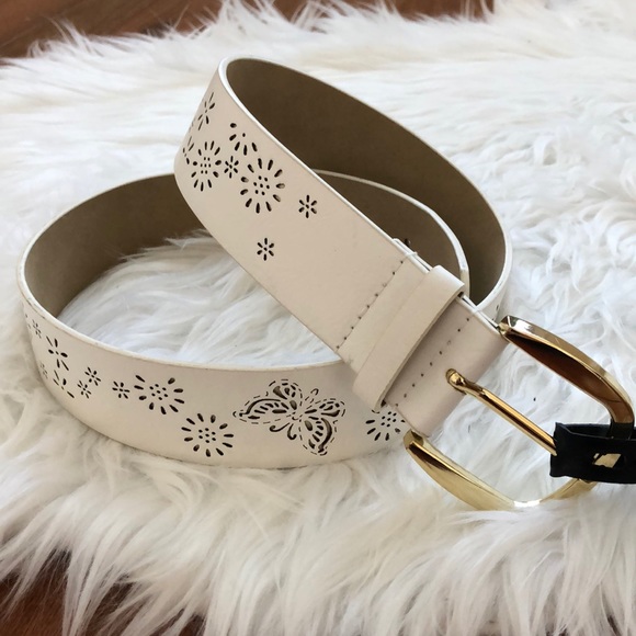 INC International Concepts Accessories - NWT INC White Butterfly Cutout Belt